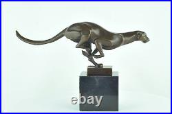 Statue Cheetah Wildlife Art Deco Style Art Nouveau Style Bronze Signed Sculpture