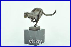 Statue Cheetah Wildlife Art Deco Style Art Nouveau Style Bronze Signed Sculpture