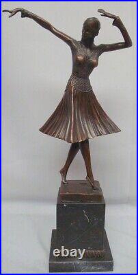 Statue Dancer Art Deco Style Art Nouveau Style Bronze Signed Sculpture