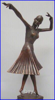 Statue Dancer Art Deco Style Art Nouveau Style Bronze Signed Sculpture