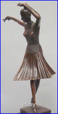 Statue Dancer Art Deco Style Art Nouveau Style Bronze Signed Sculpture