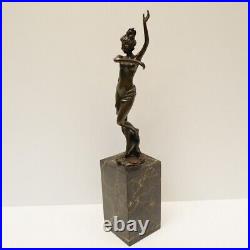 Statue Dancer Sexy Pin-up Art Deco Style Art Nouveau Style Bronze Signed Sculptu