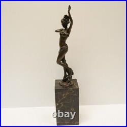 Statue Dancer Sexy Pin-up Art Deco Style Art Nouveau Style Bronze Signed Sculptu