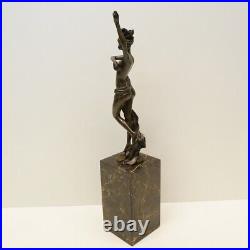 Statue Dancer Sexy Pin-up Art Deco Style Art Nouveau Style Bronze Signed Sculptu