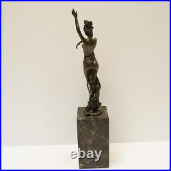 Statue Dancer Sexy Pin-up Art Deco Style Art Nouveau Style Bronze Signed Sculptu