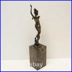 Statue Dancer Sexy Pin-up Art Deco Style Art Nouveau Style Bronze Signed Sculptu