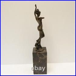 Statue Dancer Sexy Pin-up Art Deco Style Art Nouveau Style Bronze Signed Sculptu