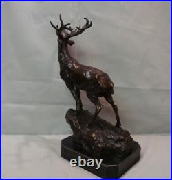 Statue Deer Wildlife Art Deco Style Art Nouveau Style Bronze Signed bronzen scul