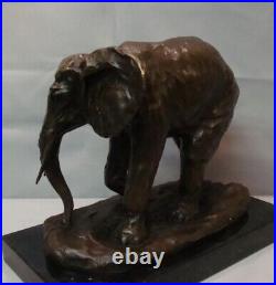 Statue Elephant Wildlife Art Deco Style Art Nouveau Style Bronze Signed Sculptur