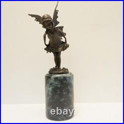 Statue Elf Art Deco Style Art Nouveau Style Bronze Signed Sculpture