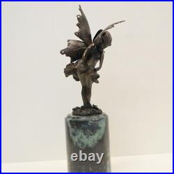 Statue Elf Art Deco Style Art Nouveau Style Bronze Signed Sculpture