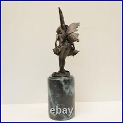 Statue Elf Art Deco Style Art Nouveau Style Bronze Signed Sculpture