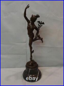 Statue Mercury Art Deco Style Art Nouveau Style Bronze Signed Sculpture