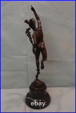 Statue Mercury Art Deco Style Art Nouveau Style Bronze Signed Sculpture