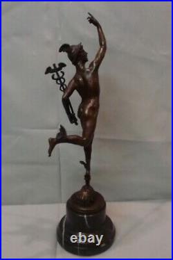 Statue Mercury Art Deco Style Art Nouveau Style Bronze Signed Sculpture