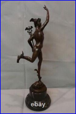 Statue Mercury Art Deco Style Art Nouveau Style Bronze Signed Sculpture