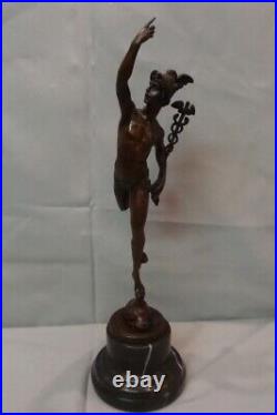 Statue Mercury Art Deco Style Art Nouveau Style Bronze Signed Sculpture