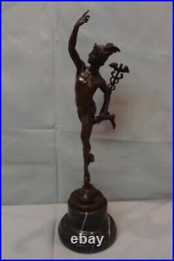 Statue Mercury Art Deco Style Art Nouveau Style Bronze Signed Sculpture