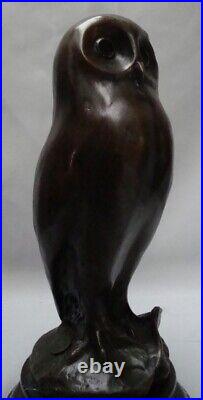 Statue Owl Owl Bird Wildlife Art Deco Style Art Nouveau Style Bronze Signed Scul