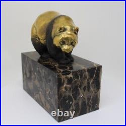 Statue Panda Wildlife Art Deco Style Art Nouveau Style Bronze Signed Sculpture