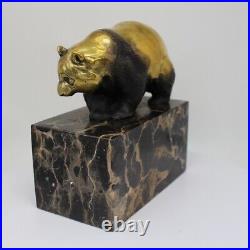 Statue Panda Wildlife Art Deco Style Art Nouveau Style Bronze Signed Sculpture