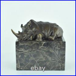 Statue Rhinoceros Wildlife Art Deco Style Art Nouveau Style Bronze Signed Sculpt