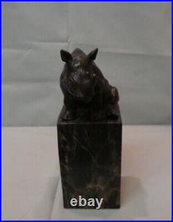 Statue Rhinoceros Wildlife Art Deco Style Art Nouveau Style Bronze Signed Sculpt