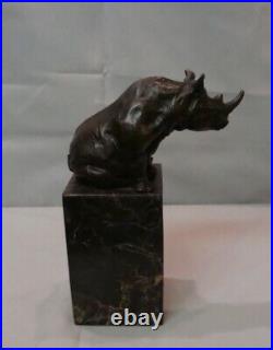 Statue Rhinoceros Wildlife Art Deco Style Art Nouveau Style Bronze Signed Sculpt