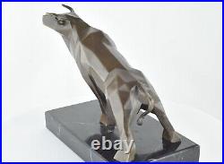 Statue Taurus Wildlife Art Deco Style Art Nouveau Style Bronze Signed Sculpture