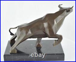 Statue Taurus Wildlife Art Deco Style Art Nouveau Style Bronze Signed Sculpture