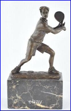 Statue Tennis Art Deco Style Art Nouveau Style Bronze Signed Sculpture