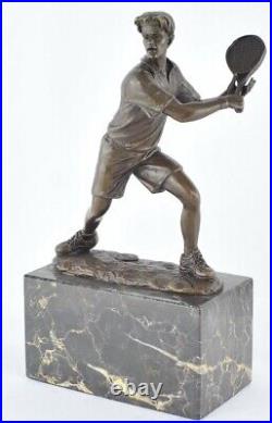 Statue Tennis Art Deco Style Art Nouveau Style Bronze Signed Sculpture