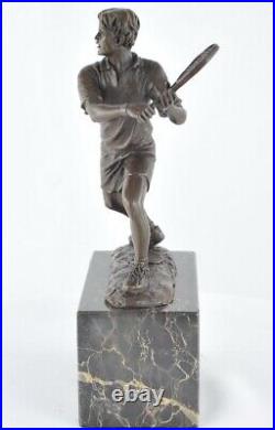 Statue Tennis Art Deco Style Art Nouveau Style Bronze Signed Sculpture