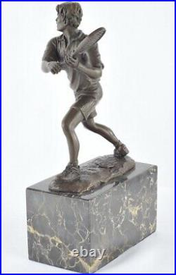 Statue Tennis Art Deco Style Art Nouveau Style Bronze Signed Sculpture