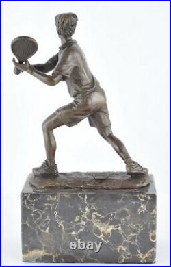 Statue Tennis Art Deco Style Art Nouveau Style Bronze Signed Sculpture