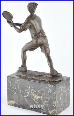 Statue Tennis Art Deco Style Art Nouveau Style Bronze Signed Sculpture