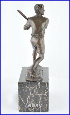 Statue Tennis Art Deco Style Art Nouveau Style Bronze Signed Sculpture