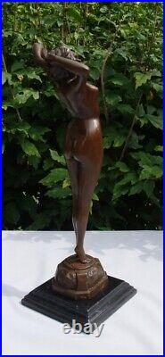 Statue The Awakening Sexy Naked Art Deco Style Art Nouveau Style Bronze Signed S