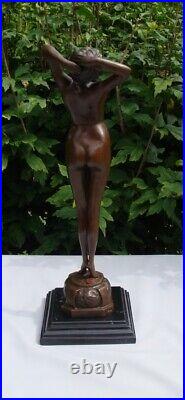 Statue The Awakening Sexy Naked Art Deco Style Art Nouveau Style Bronze Signed S