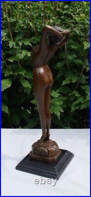 Statue The Awakening Sexy Naked Art Deco Style Art Nouveau Style Bronze Signed S