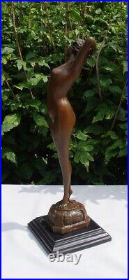 Statue The Awakening Sexy Naked Art Deco Style Art Nouveau Style Bronze Signed S