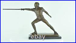 Statue fencing Art Deco Style Art Nouveau Style Bronze Signed Sculpture