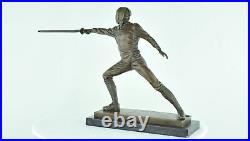 Statue fencing Art Deco Style Art Nouveau Style Bronze Signed Sculpture