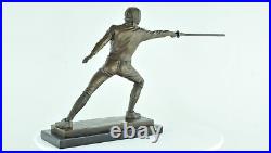 Statue fencing Art Deco Style Art Nouveau Style Bronze Signed Sculpture