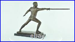 Statue fencing Art Deco Style Art Nouveau Style Bronze Signed Sculpture