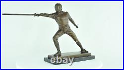 Statue fencing Art Deco Style Art Nouveau Style Bronze Signed Sculpture