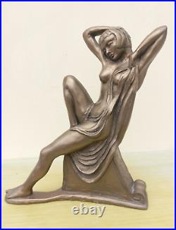 Stunning Cold Cast Bronze & Resin Art Deco Lady Sculpture 12