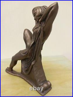 Stunning Cold Cast Bronze & Resin Art Deco Lady Sculpture 12