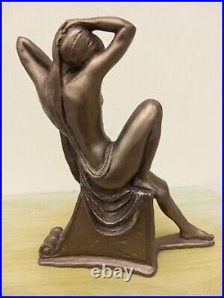 Stunning Cold Cast Bronze & Resin Art Deco Lady Sculpture 12