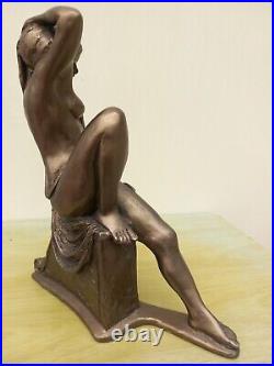 Stunning Cold Cast Bronze & Resin Art Deco Lady Sculpture 12